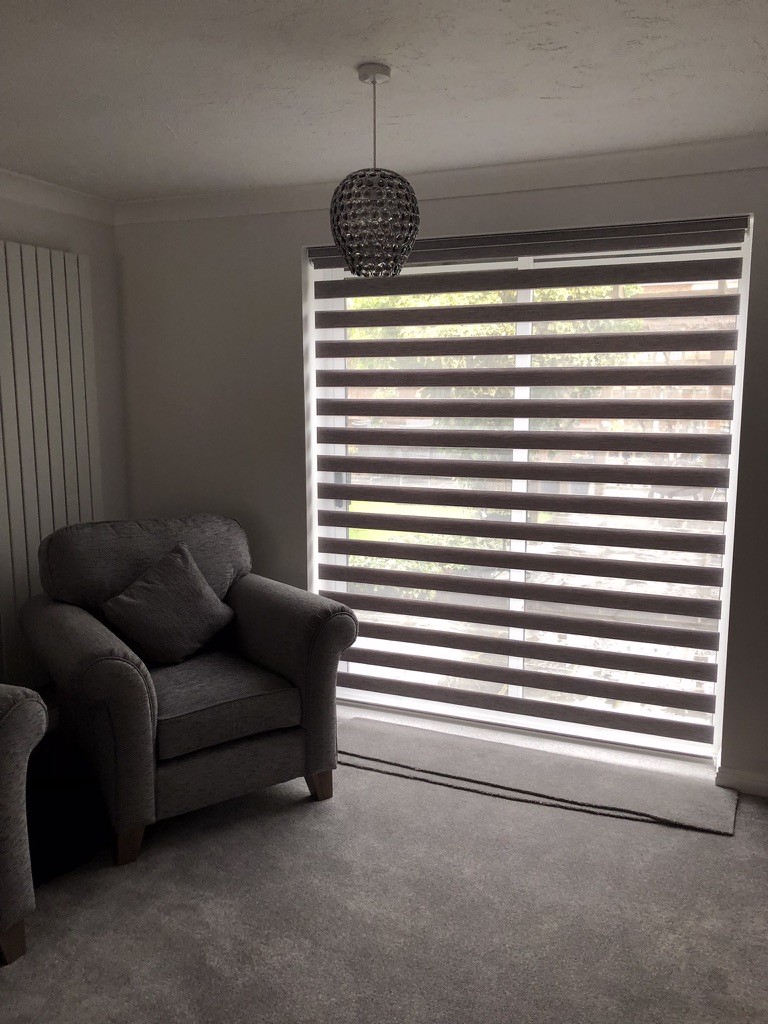 Zebra blind, living room